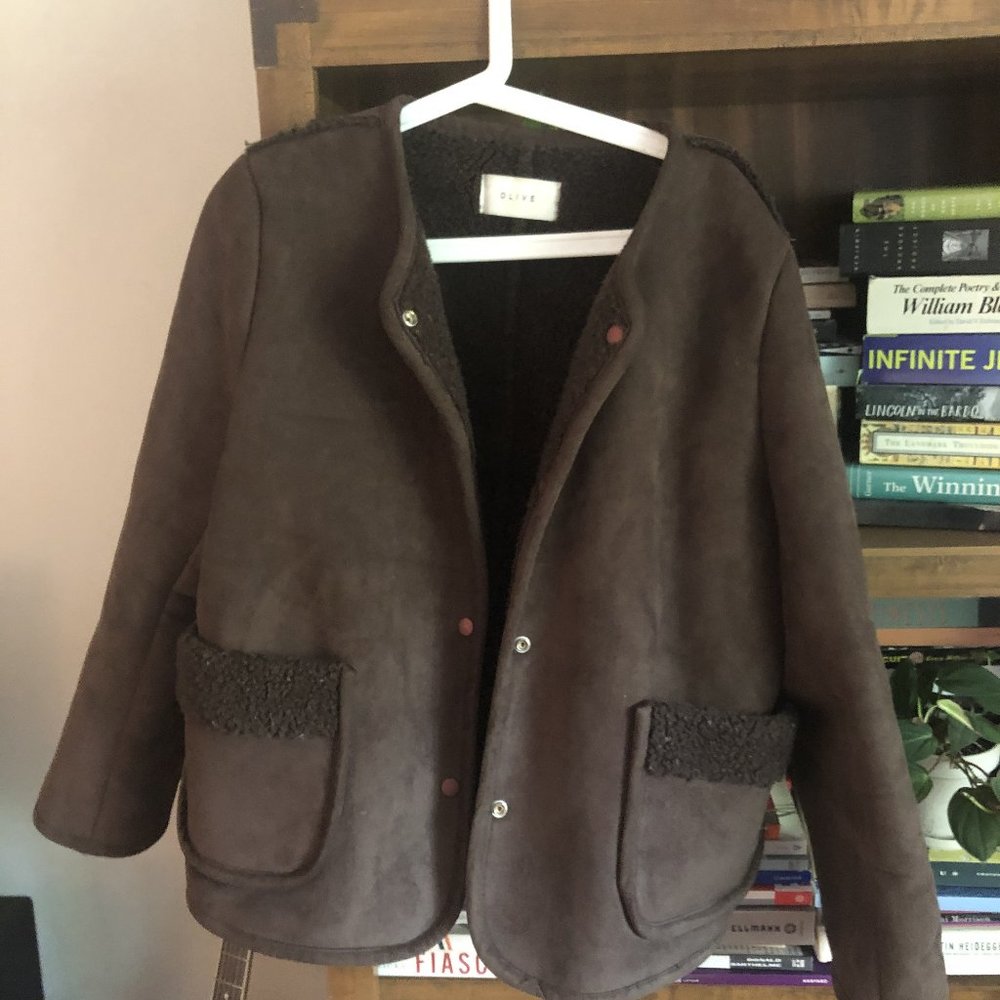 Olive Clothing Brand Faux Shearling Coat in Brown
